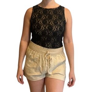 Black/Nude Lace Tank Top | Medium
